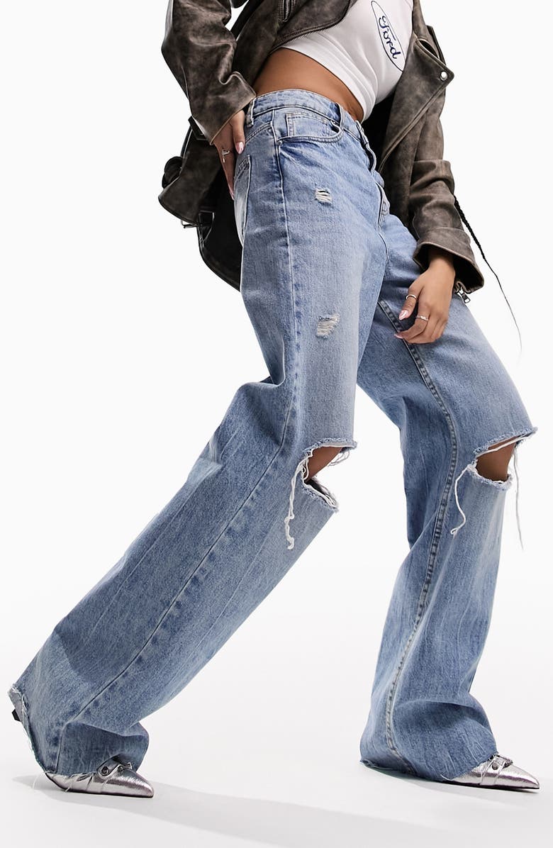 ASOS DESIGN Ripped Dad Jeans, Alternate, color, 