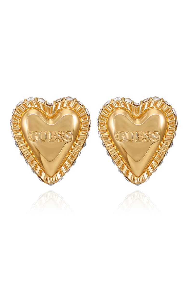 Heart Pavé Stud Earrings, Main, color, GOLD TONE