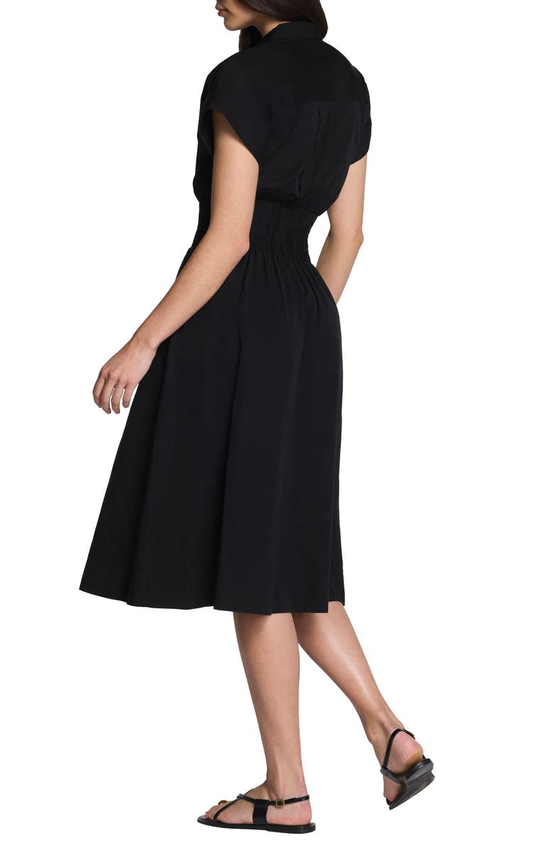 SPANX<sup>®</sup> Smocked Button-Up Midi Dress, Alternate, color, Classic Black