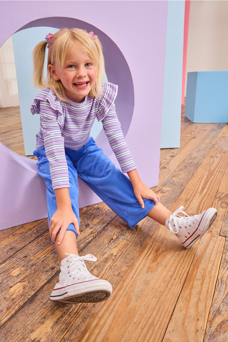Kids' Cropped Velour Palazzo Pants, Alternate, color, Regent's Blue