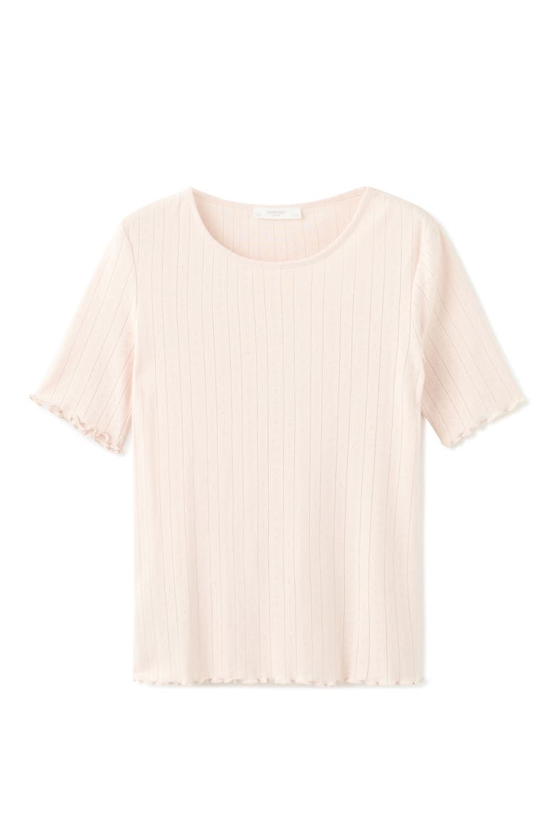 Lettuce Edge Pointelle Cotton Sleep T-Shirt, Alternate, color, PINK
