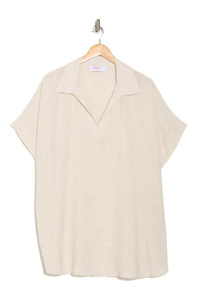 Collared Knit Top, Alternate, color, LINEN