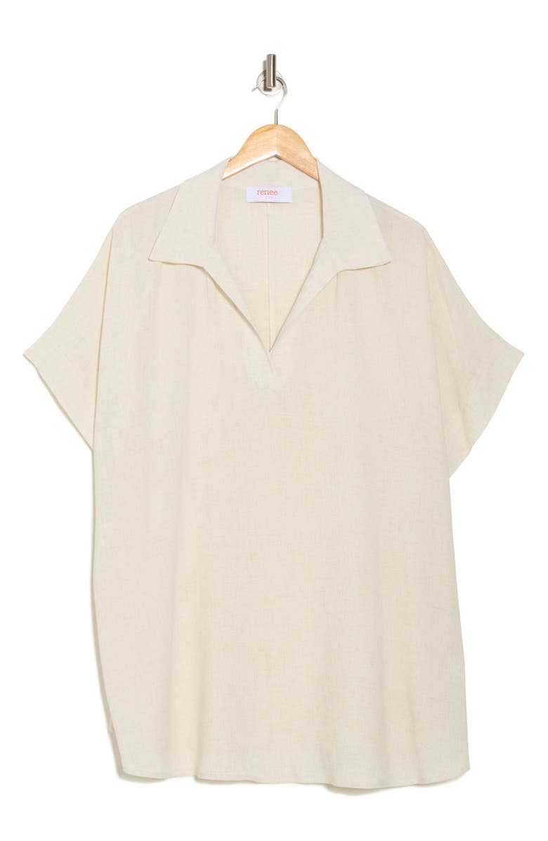 Renee C Collared Knit Top, Alternate, color, Linen