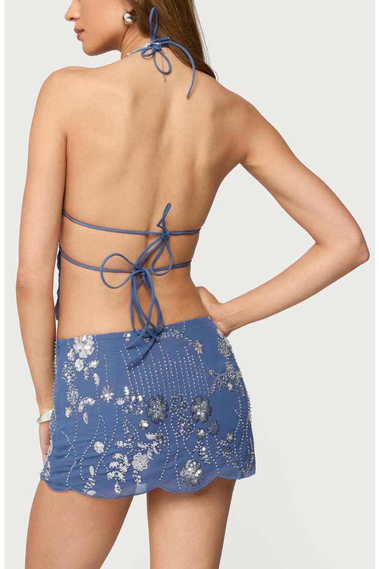 Nelley Sequin Backless Halter Top, Alternate, color, BLUE
