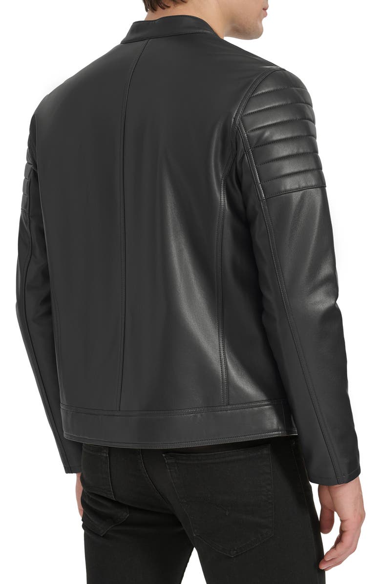 Kenneth Cole New York Faux Leather Moto Jacket, Alternate, color, Black