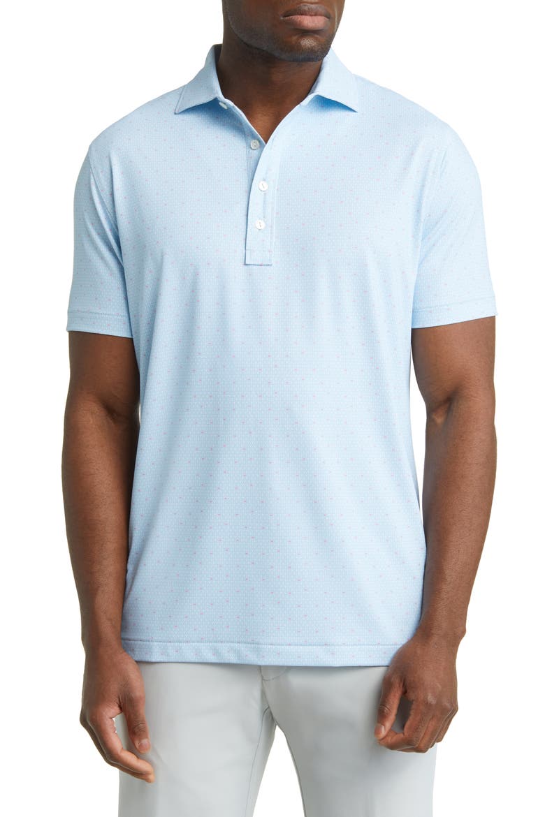 Speakeasy Martini Glass Print Performance Golf Polo, Main, color, BLUE FROST