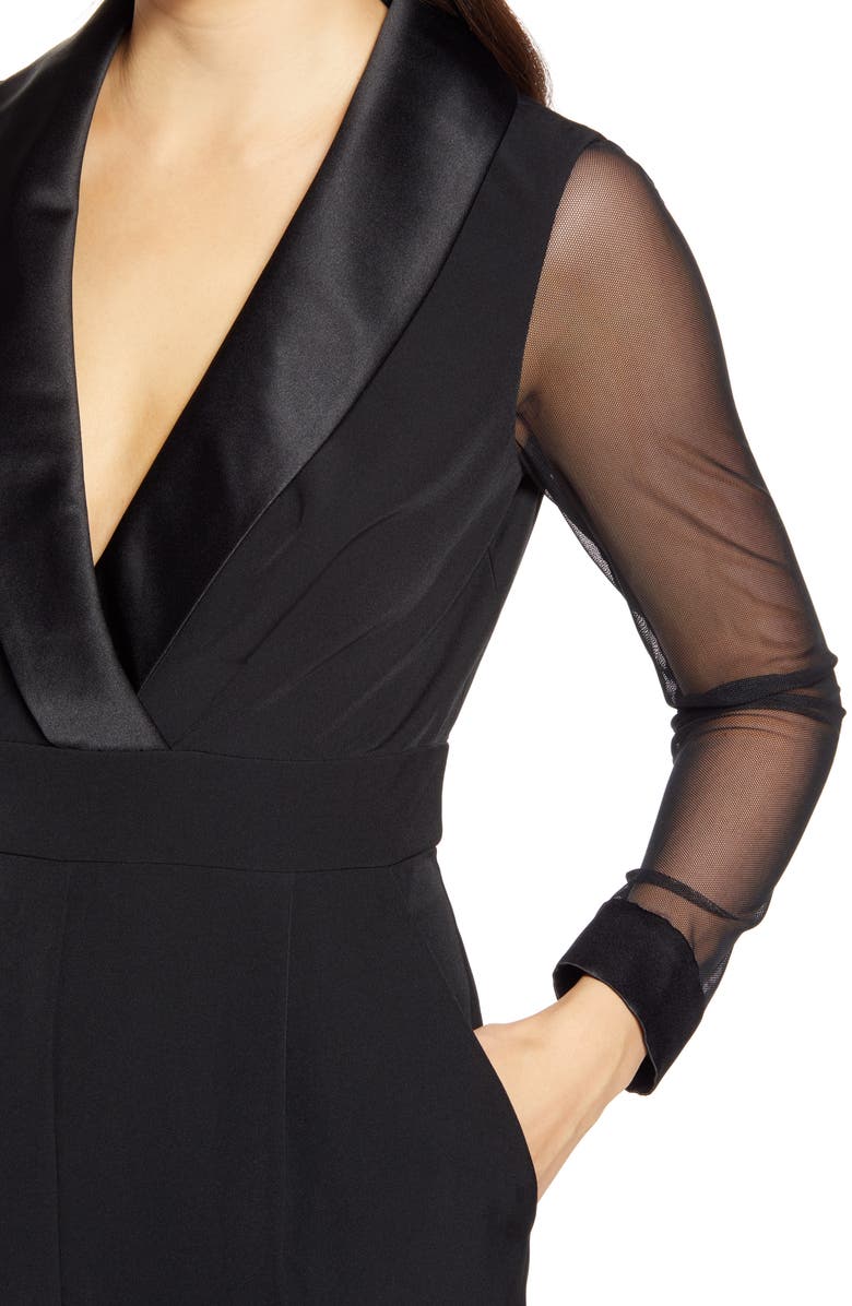 Eliza J Long Sleeve Shawl Collar Tuxedo Jumpsuit, Alternate, color, 