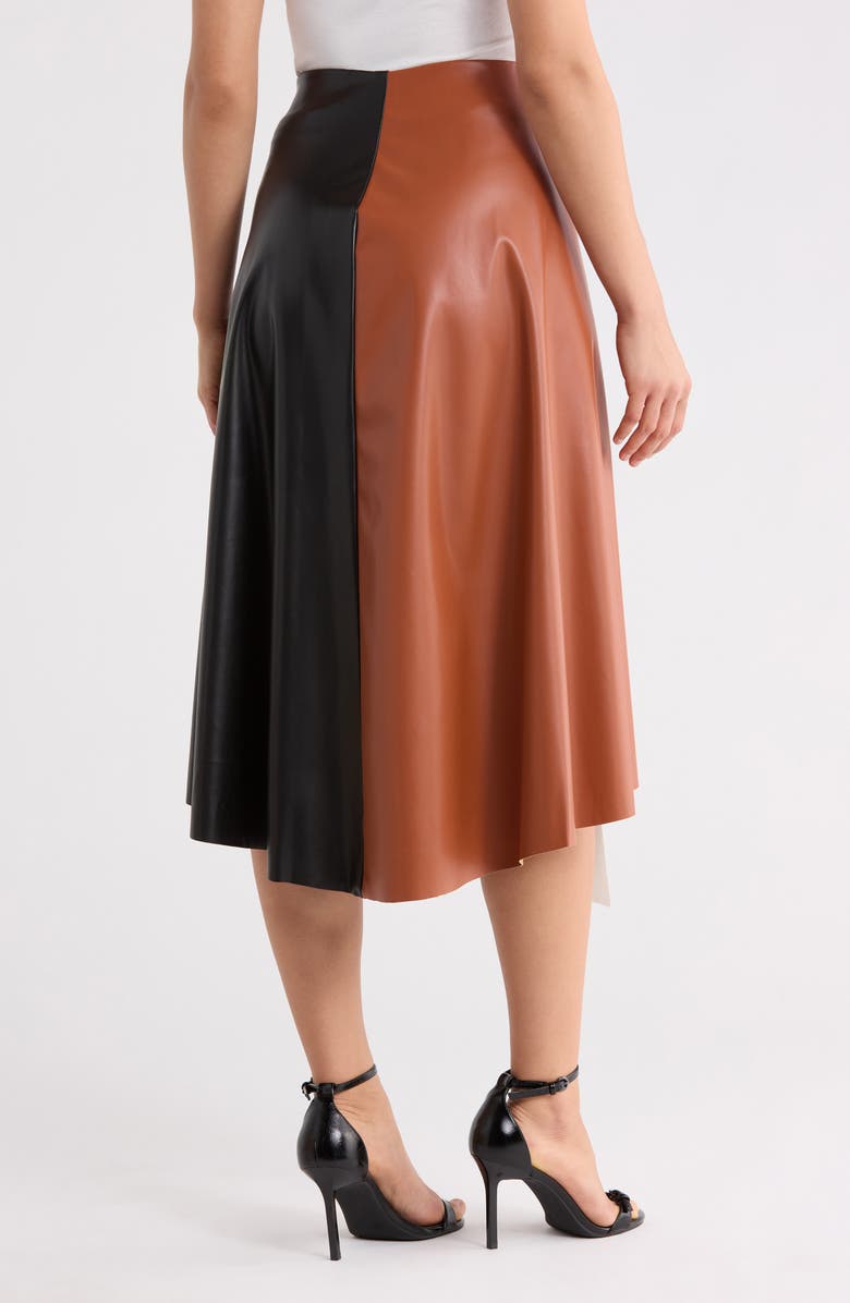PATRIZIA LUCA Paneled Faux Leather High-Low Skirt, Alternate, color,
