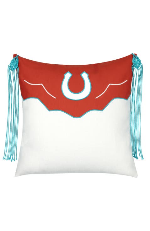 Lucky Handmade macrame tassels & Applique Indoor & Outdoor Woven Accent Pillow