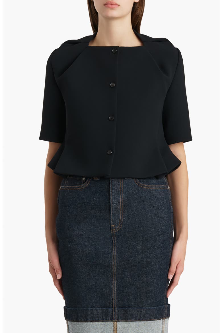 Franc Crepe Peplum Jacket, Main, color, BLACK