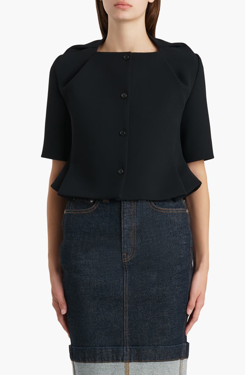 Khaite Franc Crepe Peplum Jacket, Main, color, Black