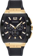 FERRAGAMO F-80 Tonneau Chronograph Silicone Strap Watch, 41.8mm