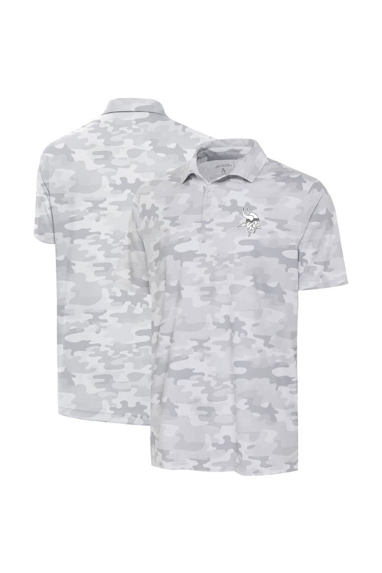 Men's Antigua White Minnesota Vikings Anthracite Logo Collide Polo, Main, color, White