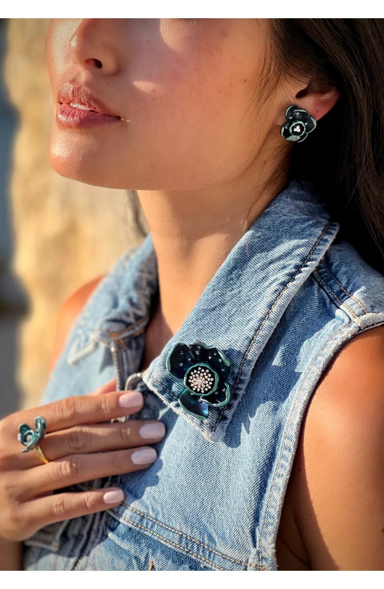 Graziela Green Titanium Orchid Earrings, Alternate, color, Green