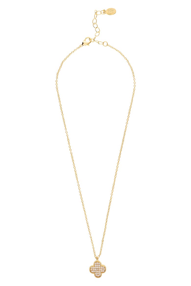 Pavé Cubic Zirconia Clover Pendant Necklace, Main, color, 18K GOLD CLAD