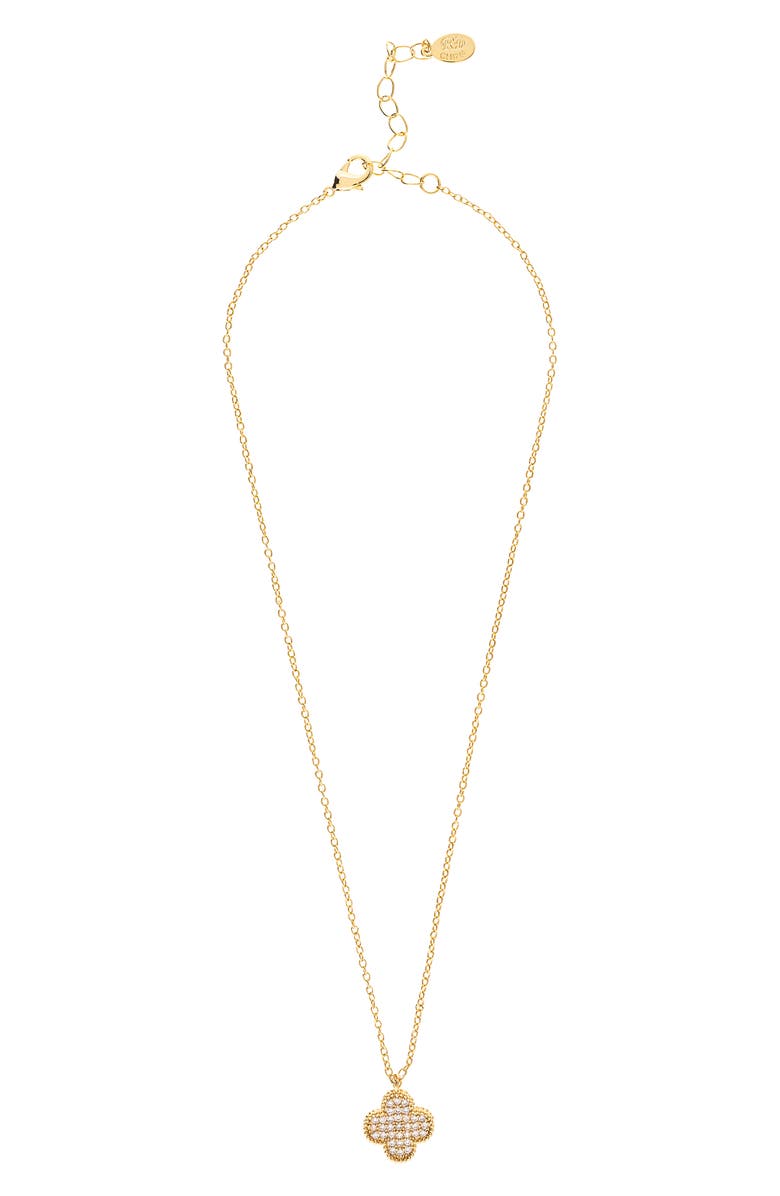 RIVKA FRIEDMAN Pavé Cubic Zirconia Clover Pendant Necklace, Main, color, 18K Gold Clad