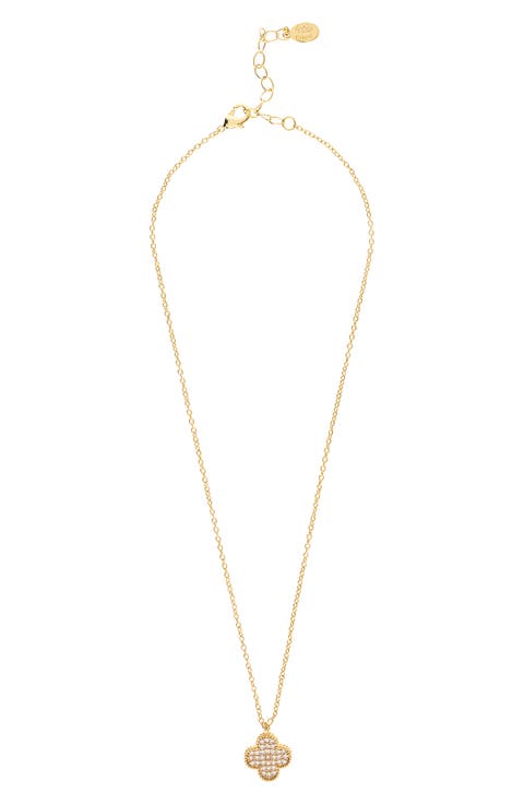 Pavé Cubic Zirconia Clover Pendant Necklace