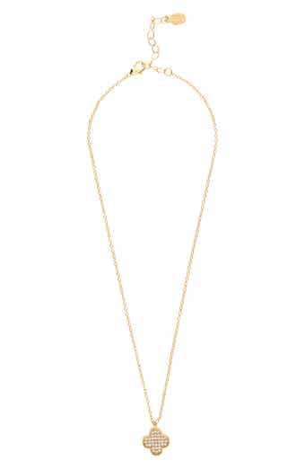 RIVKA FRIEDMAN Pavé Cubic Zirconia Clover Pendant Necklace