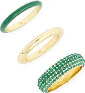 Covet Set of 3 Pavé Crystal & Enamel Stackable Rings