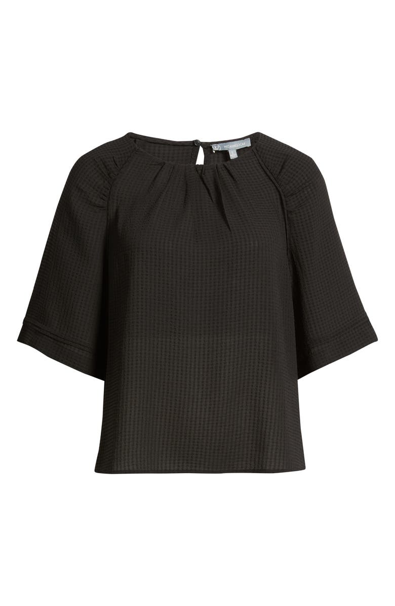 Wit & Wisdom Shirred Bell Sleeve Top, Alternate, color, Black