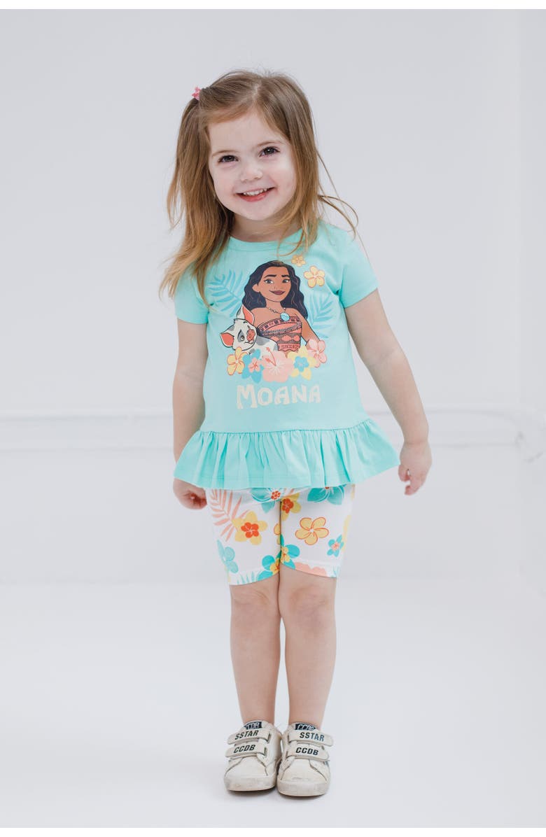 Disney T-Shirt & Bike Shorts Set, Alternate, color, Moana Blue