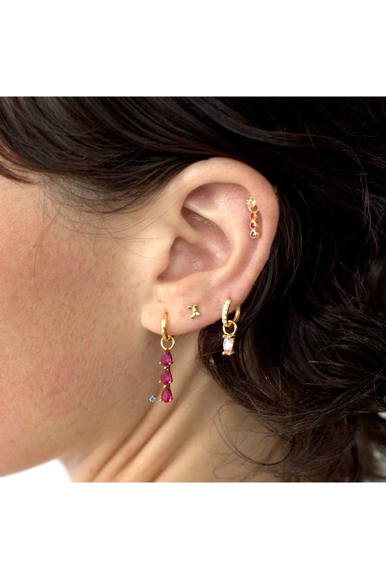 Triple Pavé Silver Earring Charm, Alternate, color, Pink
