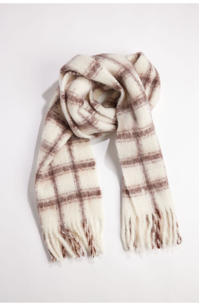 Hat Attack Warm Window Plaid Scarf, Main, color, Brown
