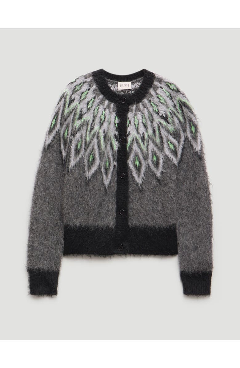 Hush Brushed Fair Isle Mohair Blend Cardigan, Alternate, color, Charcoal Marl
