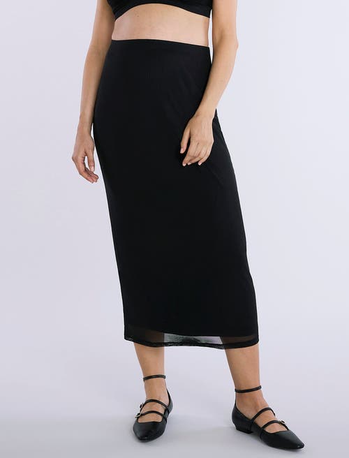 Motherhood Maternity Mesh Bodycon Maxi Maternity Skirt In Black