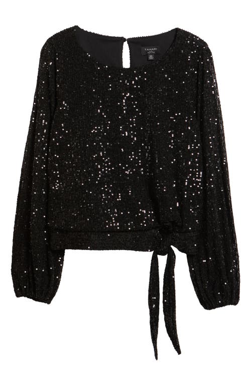 Tahari Asl Sequin Tie Hem Top In Black