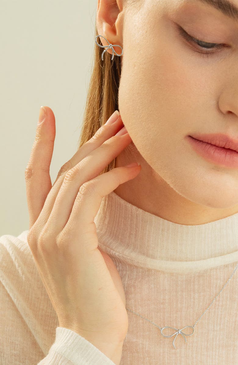 Bearfruit Jewelry Sterling Silver 18k Gold Plated Colette Bow Earrings Dainty Gift, Alternate, color, Silver