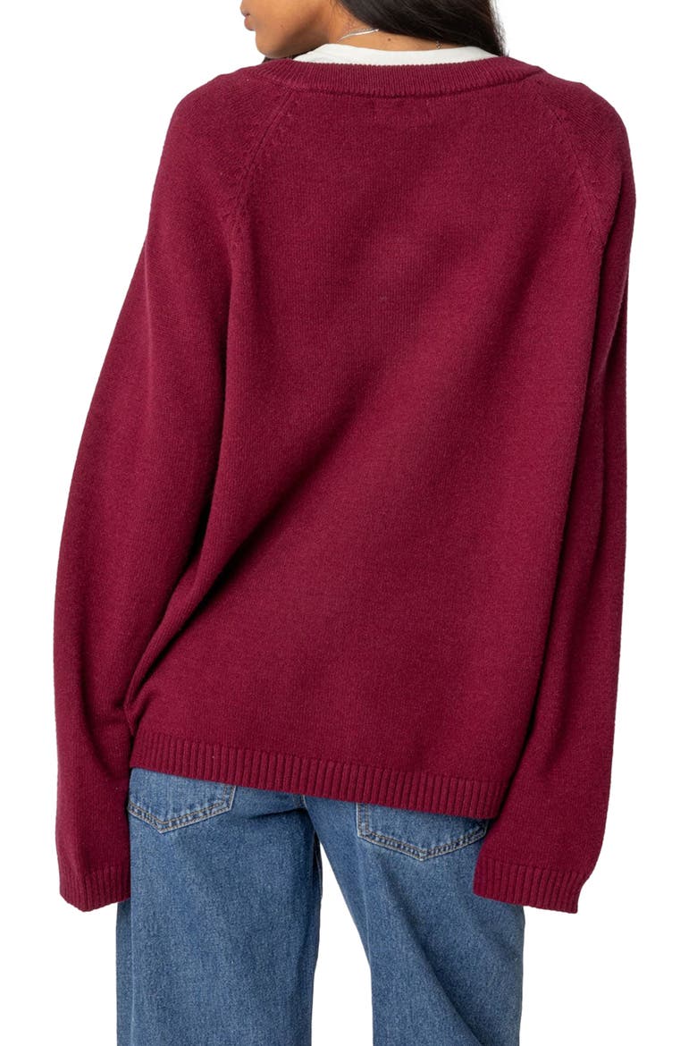 Martha Oversize V-Neck Sweater, Alternate, color, BURGUNDY