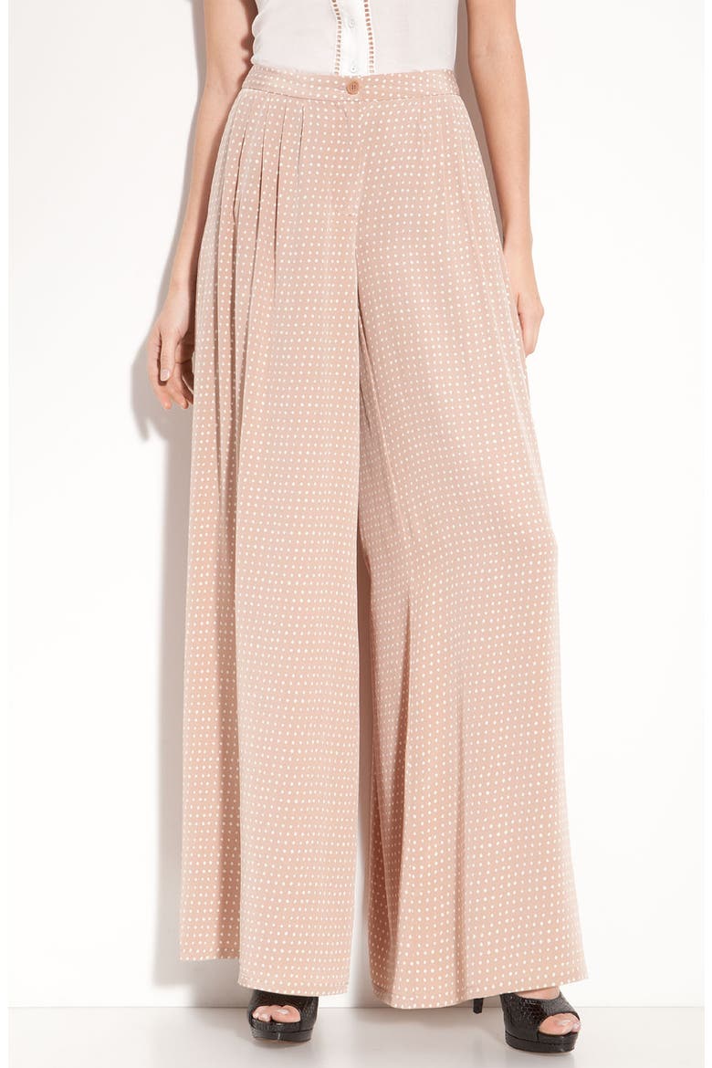 Pleated Silk Palazzo Pants, Main, color, TAUPE COMBO