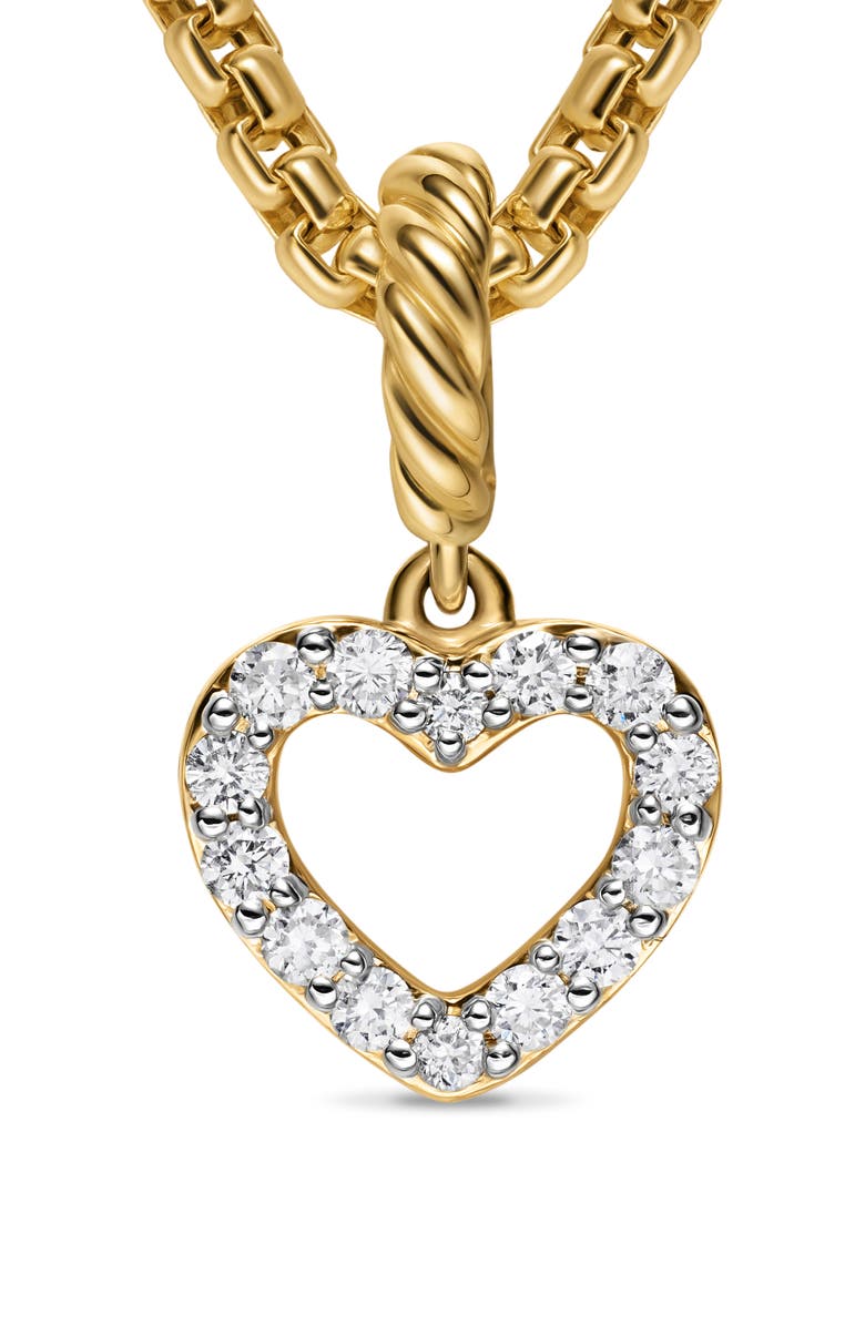 David Yurman Micro Pavé Open Heart Enhancer in 18K Yellow Gold with Diamonds, 6.8mm, Alternate, color, Diamond
