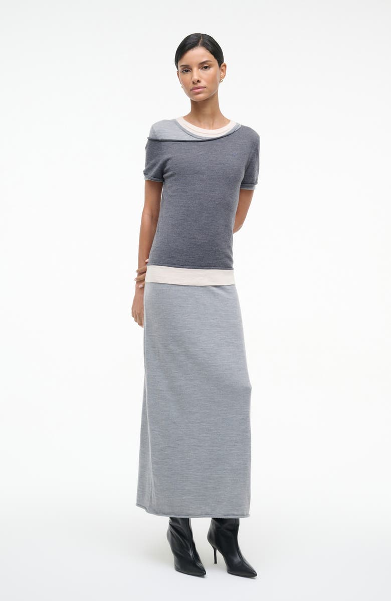 STAUD Lyric Layered Wool Blend Maxi Dress, Alternate, color, Heather Grey Multi