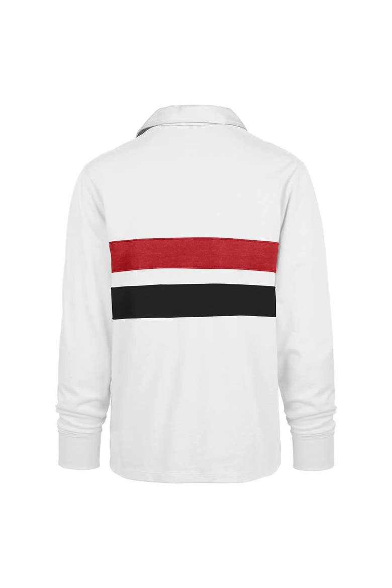 Men's '47 White Atlanta Falcons Sundays Clubhouse Knox Thames Long Sleeve Rugby Polo, Alternate, color, White