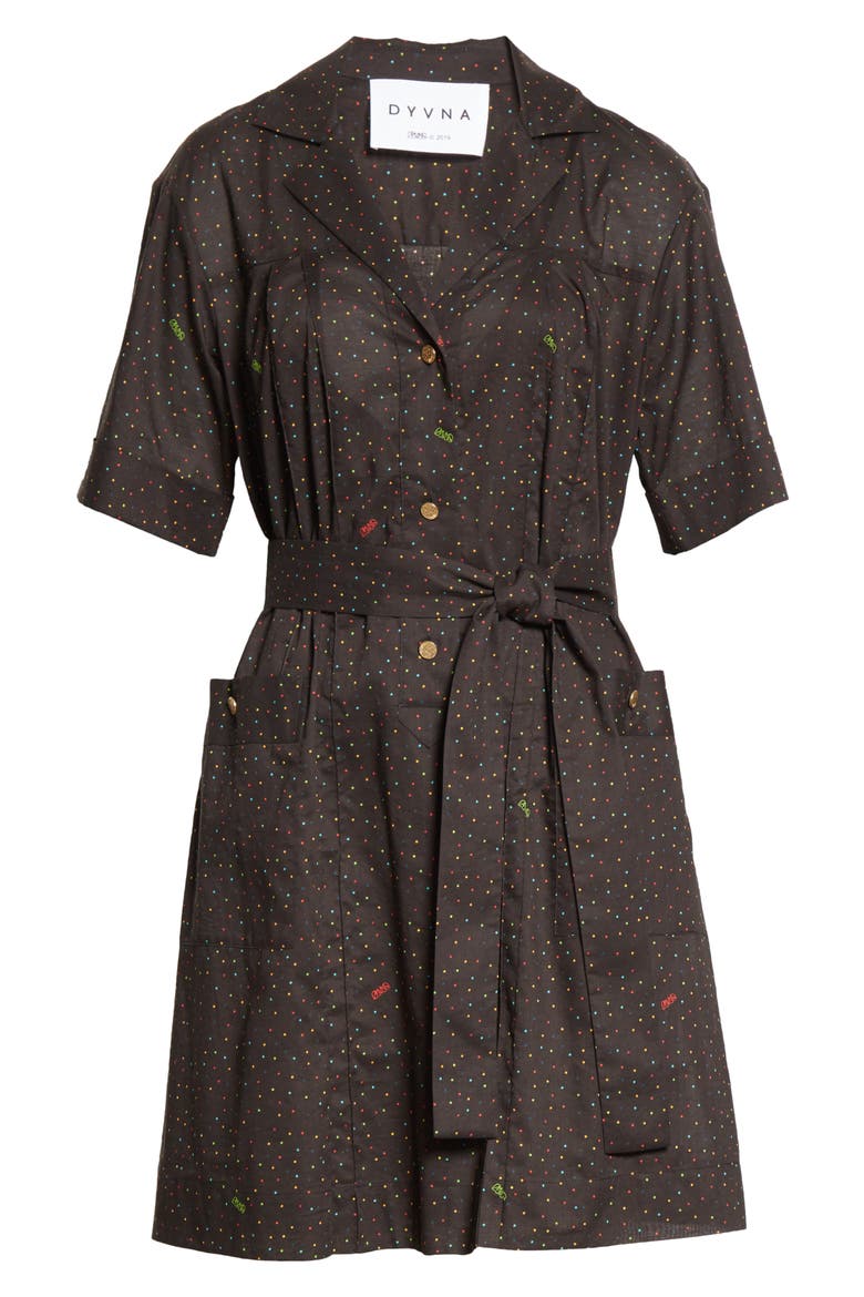 Safari Belted Dress, Alternate, color, BLACK UNEVEN DOTS