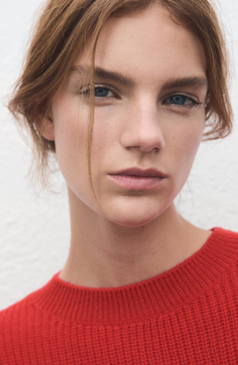 MANGO Three-Quarter Sleeve Sweater, Alternate, color, Red