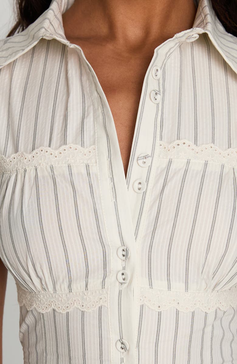 Princess Polly Deserve You Puff Sleeve Shirt, Alternate, color, Cream Stripe