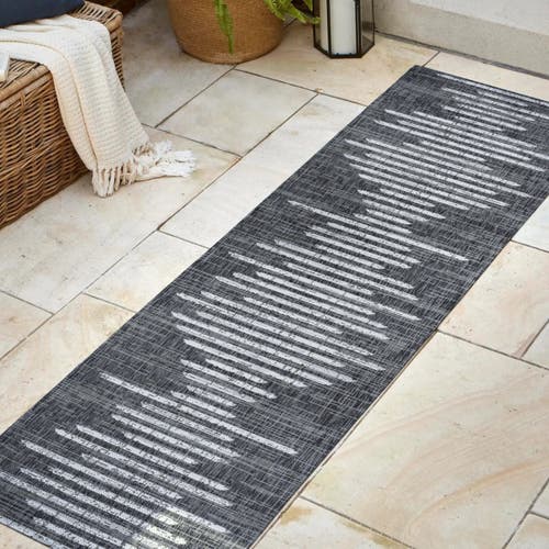 Jonathan Y Zolak Berber Stripe Geometric Indoor/outdoor Area Rug In Black/ivory