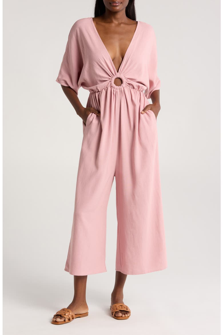Plunge Neck Cover-Up, Main, color, PINK ZEPHYR