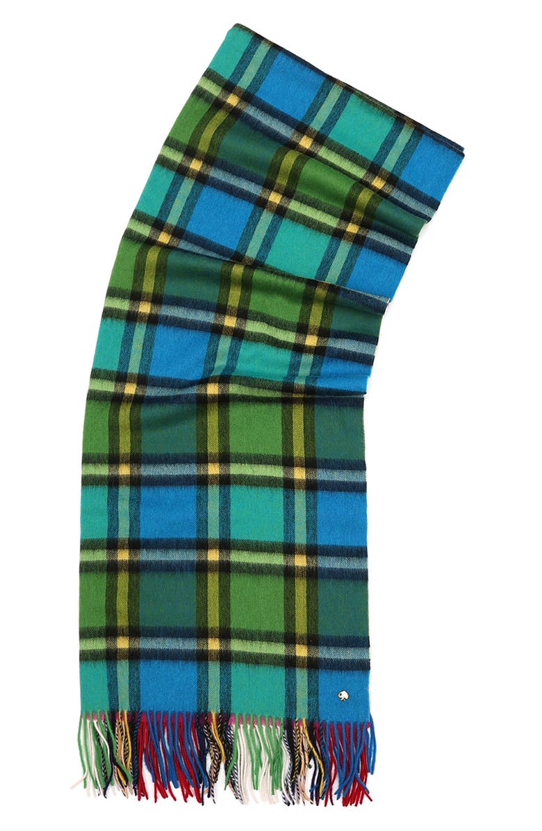 Kate Spade New York plaid mix yarn dye wool blend scarf, Alternate, color, 