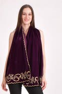 RAAS Cutwork Floral Hand Embroidered Velvet Scarf