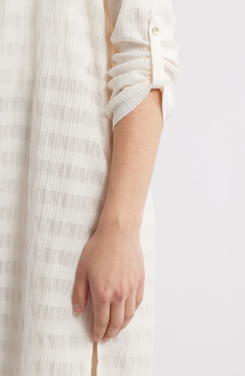 Anne Klein Sheer Stripe Open Front Longline Cardigan, Alternate, color,