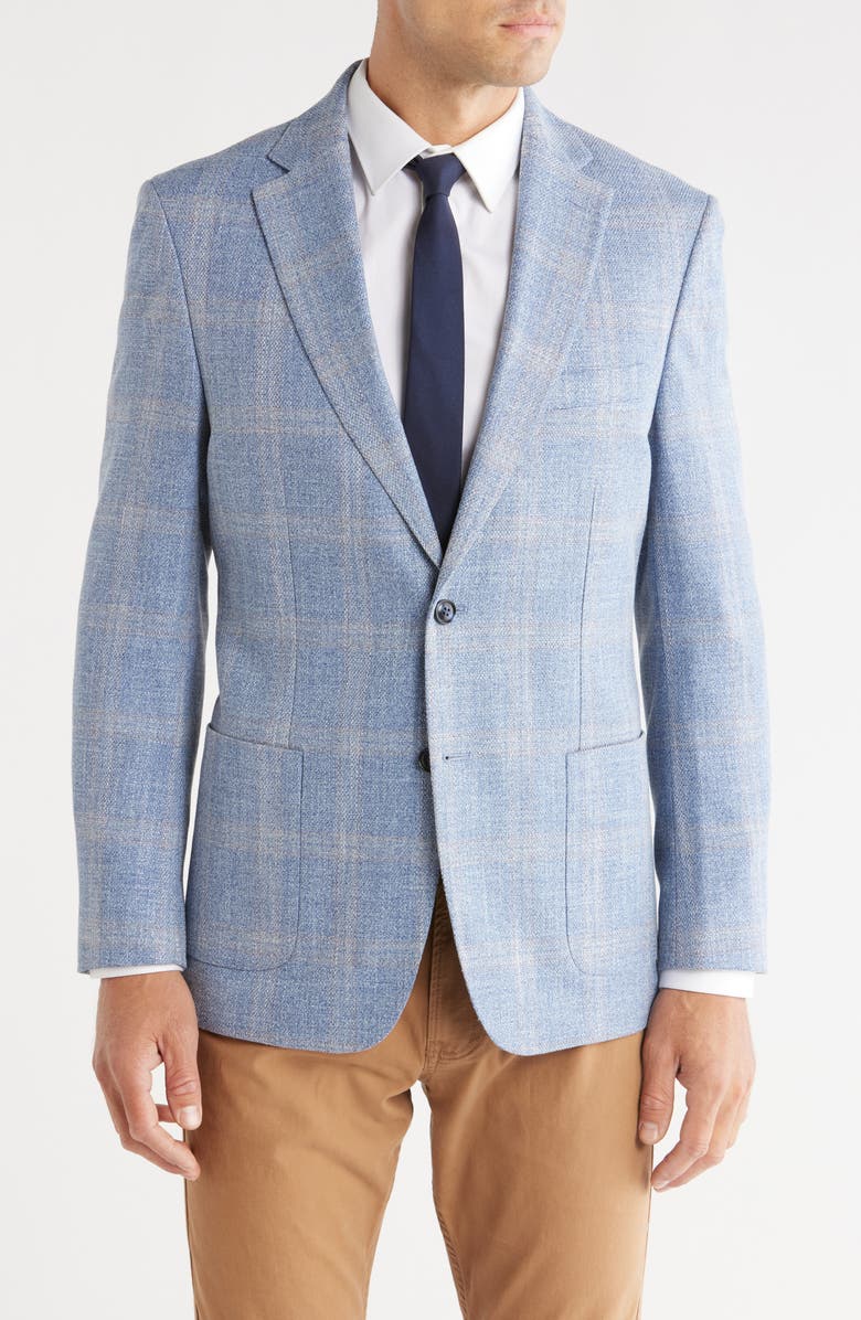 Tommy Hilfiger Windowpane Notch Lapel Sport Coat, Main, color, Light Blue