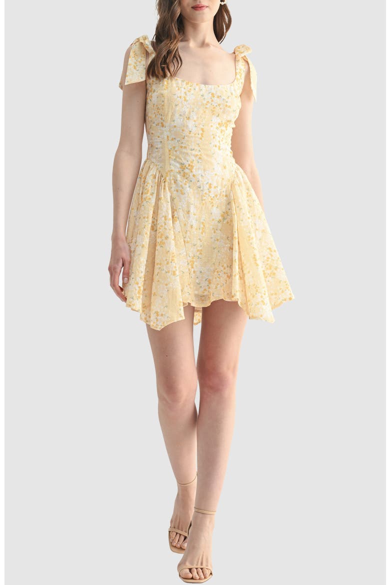 Floral Tie Strap Minidress, Main, color, YELLOW FLORAL