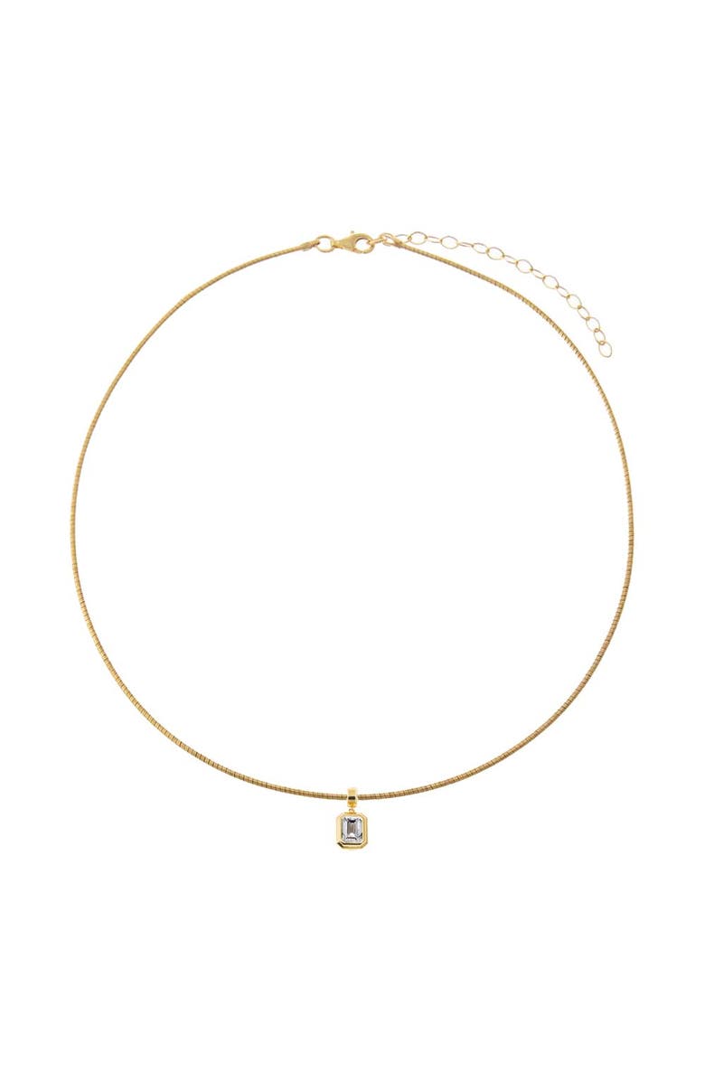 BY ADINA EDEN Colored CZ Emerald Bezel Pendant Omega Chain Necklace, Alternate, color, Gold