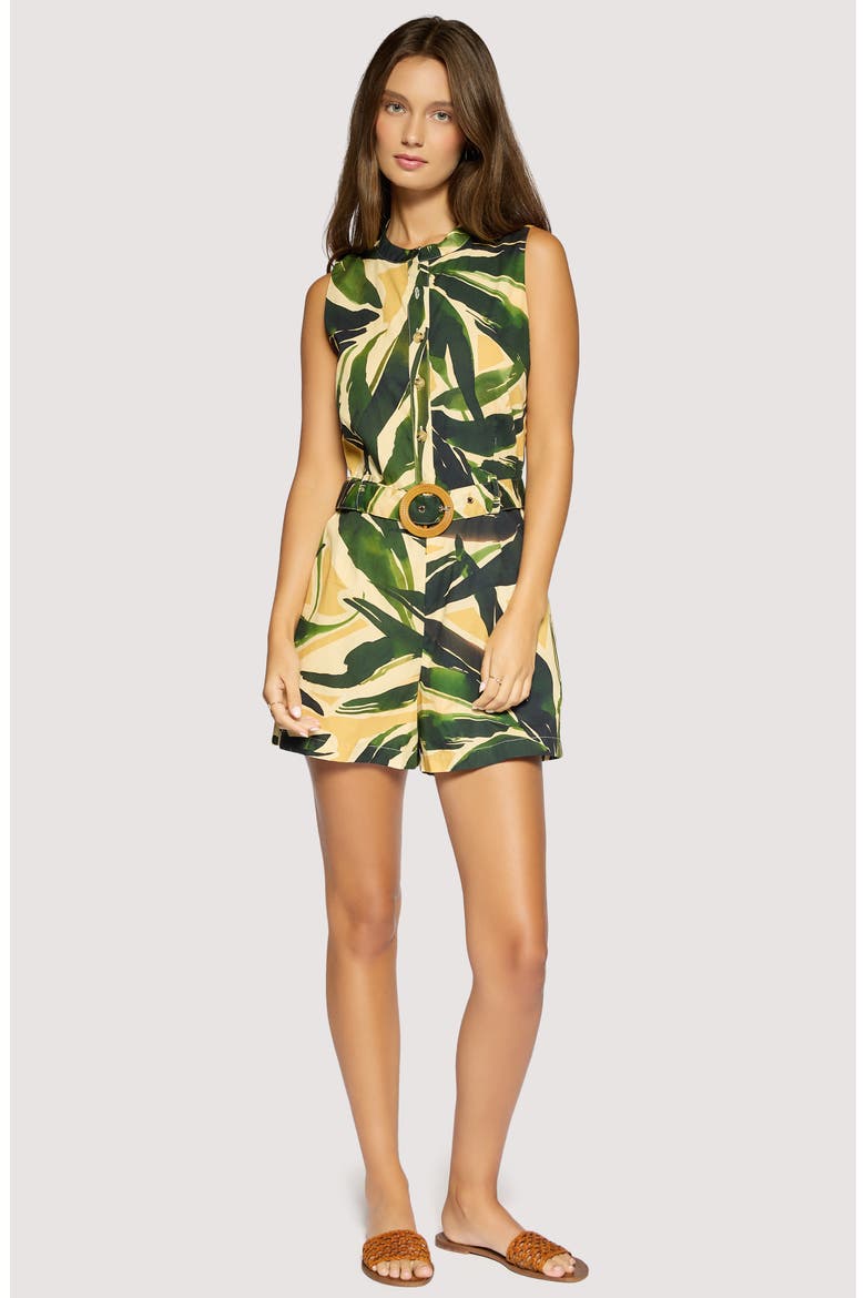 Palm Serenade Cotton Romper, Alternate, color, GREEN-MULTI