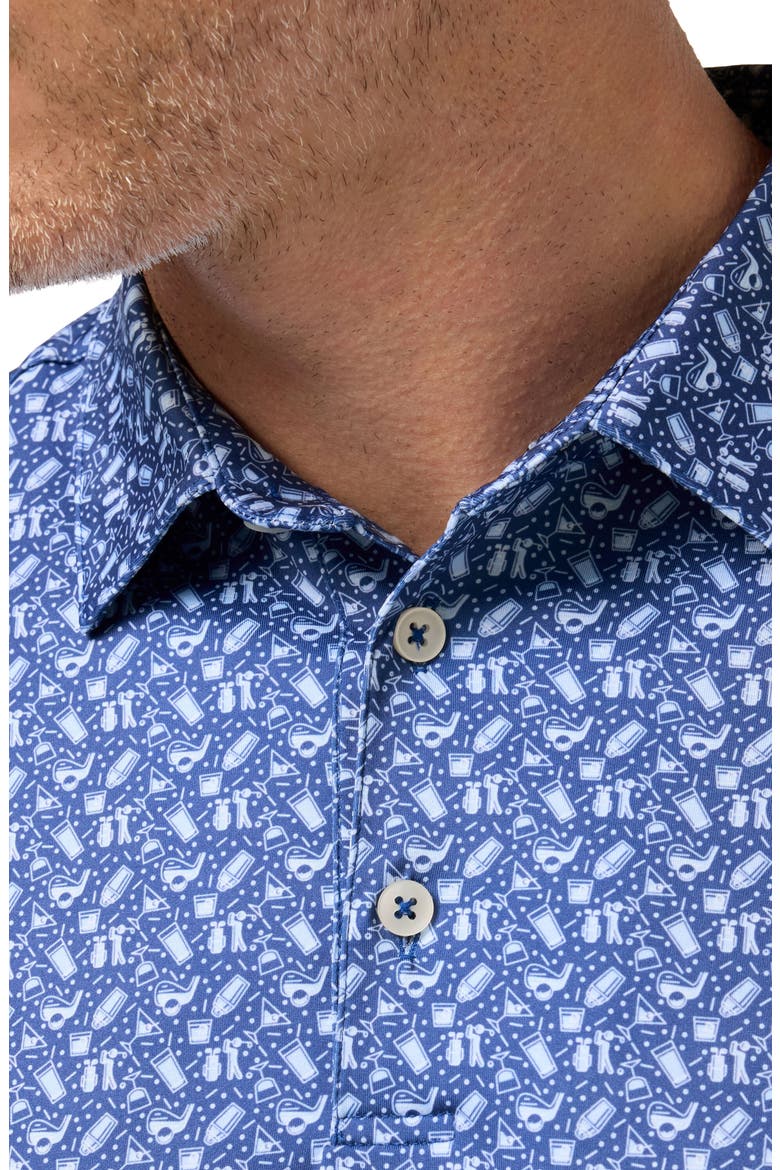 Versa Trim Fit Cocktail Print Polo, Alternate, color, COBALT PAR FORE CLASSIC