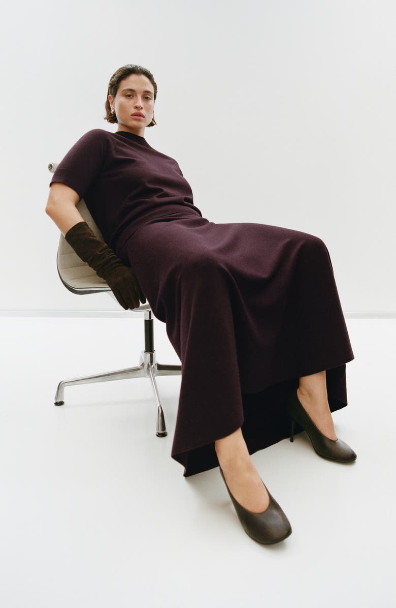 MANGO Knit Midi Skirt, Alternate, color, Wine